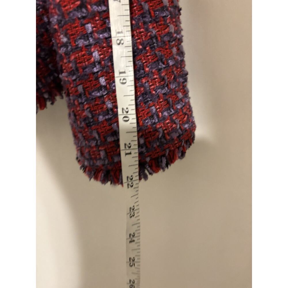 Talbots Blazer Jacke 12 Petite Red Blue Tweed Gold Buttons Cropped Women Elegant - Picture 5 of 9